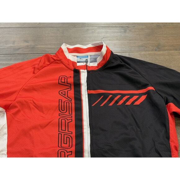 BERGRISAR Mens Red Black Cycling Full Zip Short Sleeve Bike Jersey Size M MEDIUM - Picture 4 of 9